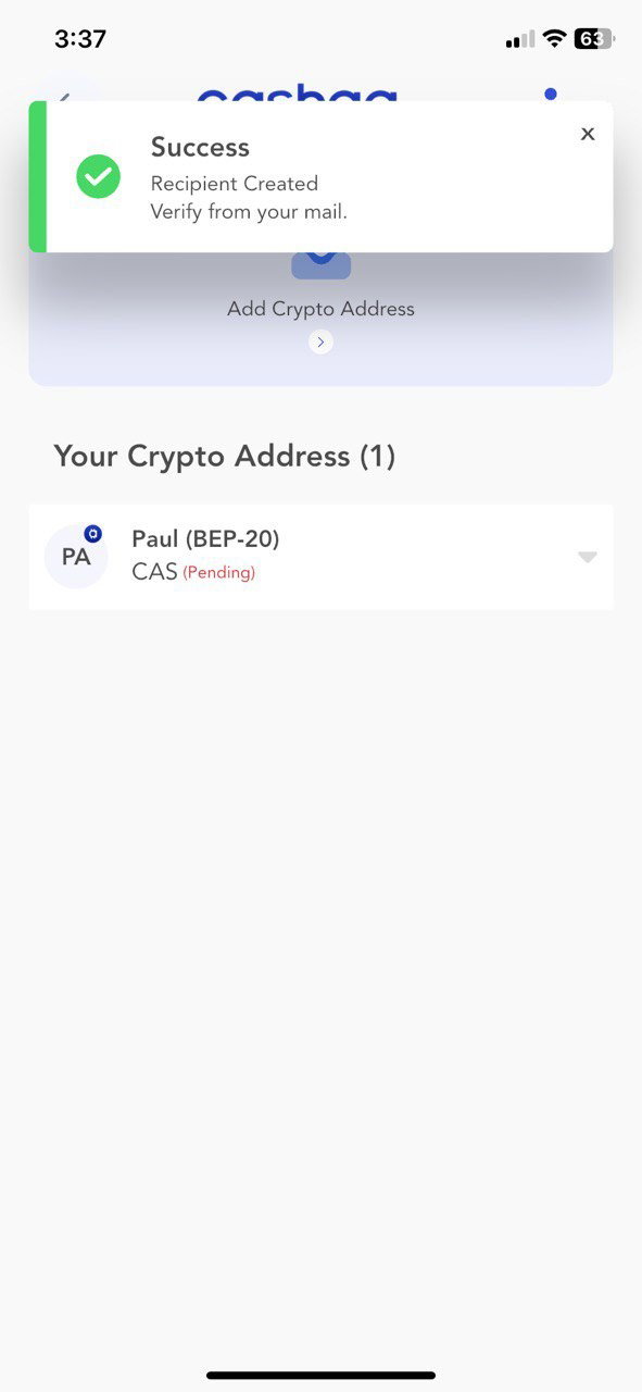 Screenshot for step 5: How To Add a Recipient To Send Cryptocurrency