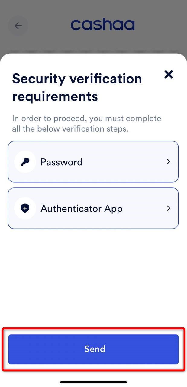 Screenshot for step 6: How to Withdraw Cryptocurrency from Cashaa