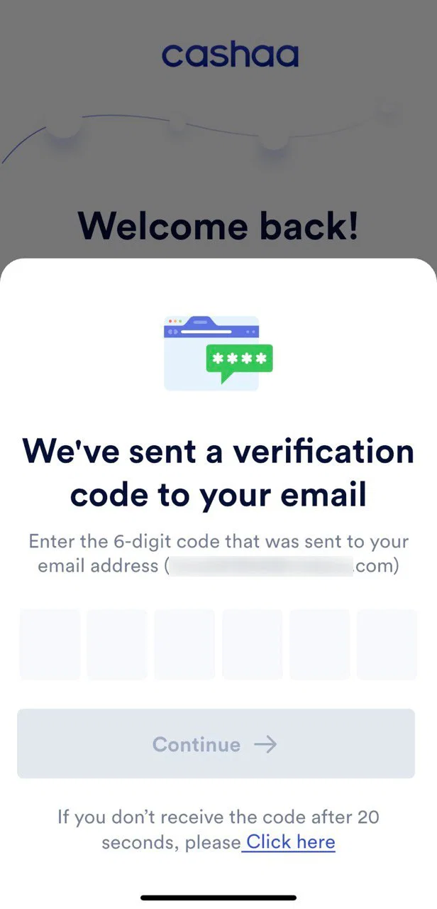Screenshot for step 7: How to Sign Up and Create an Account on the Cashaa App
